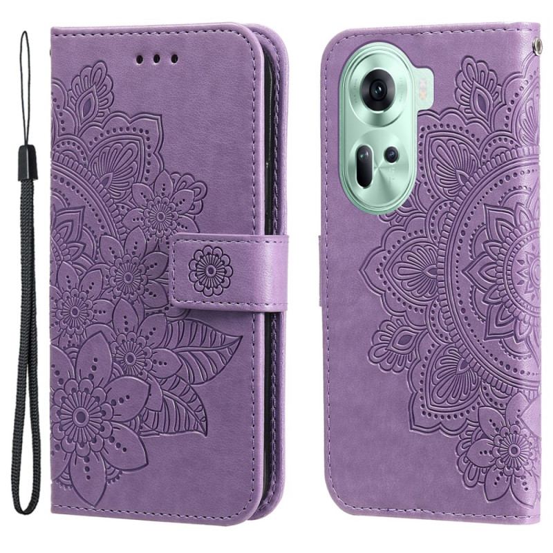 Housse Oppo Reno 11 5G Motif Floral à Lanière