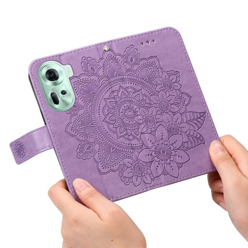 Housse Oppo Reno 11 5G Motif Floral à Lanière