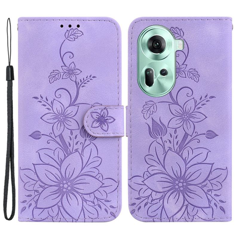 Housse Oppo Reno 11 5G Motif Floral à Lanière