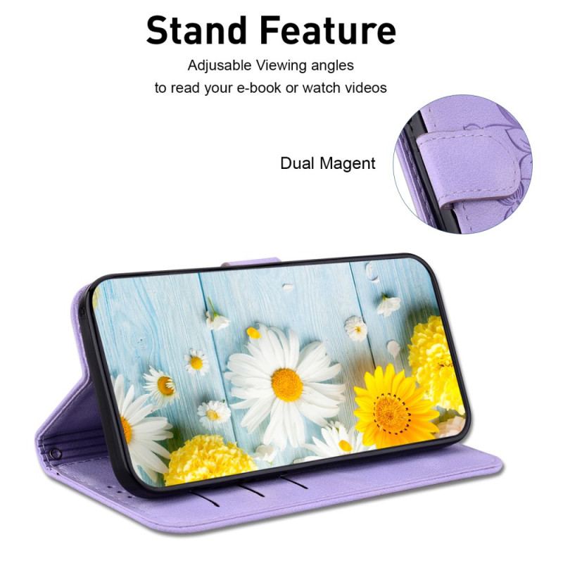 Housse Oppo Reno 11 5G Motif Floral à Lanière