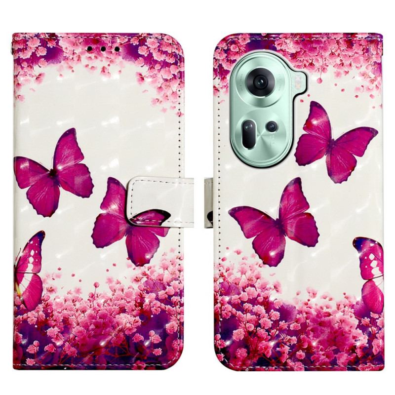 Housse Oppo Reno 11 5G Papillons Roses