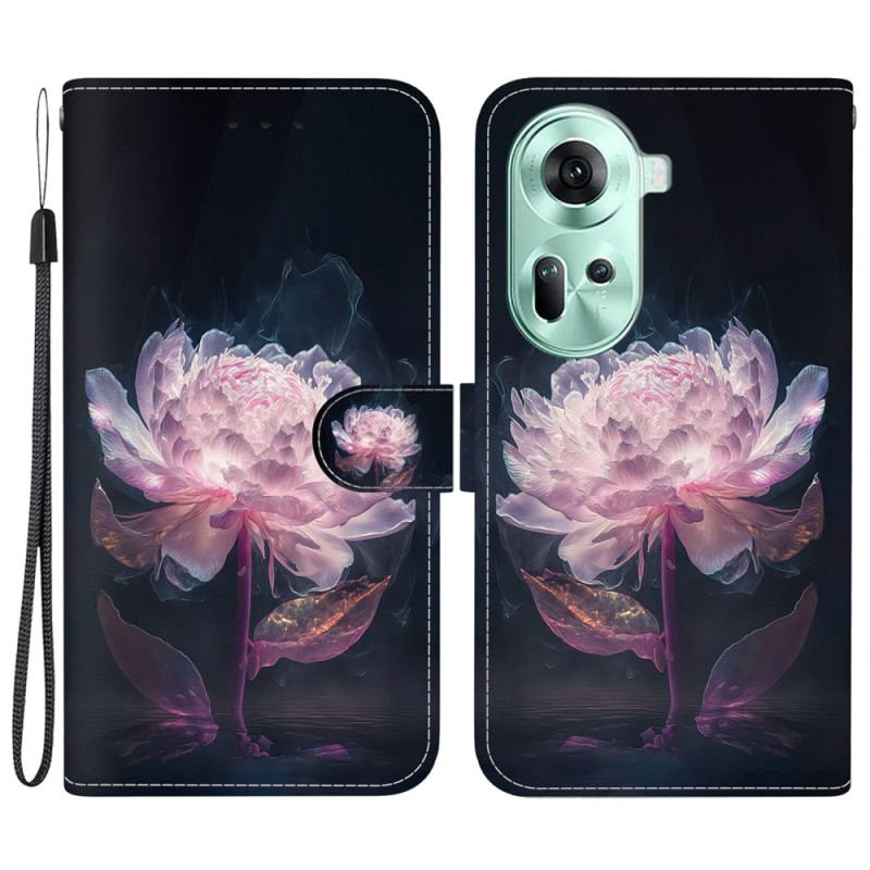 Housse Oppo Reno 11 5G Pivoine Pourpre à Lanière