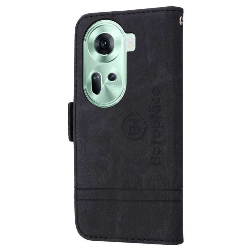 Housse Oppo Reno 11 5G Porte-Carte Frontal et Lanière BETOPNICE