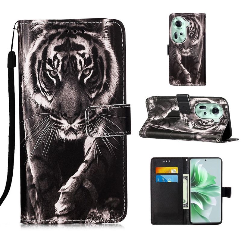 Housse Oppo Reno 11 5G Tigre à Lanière