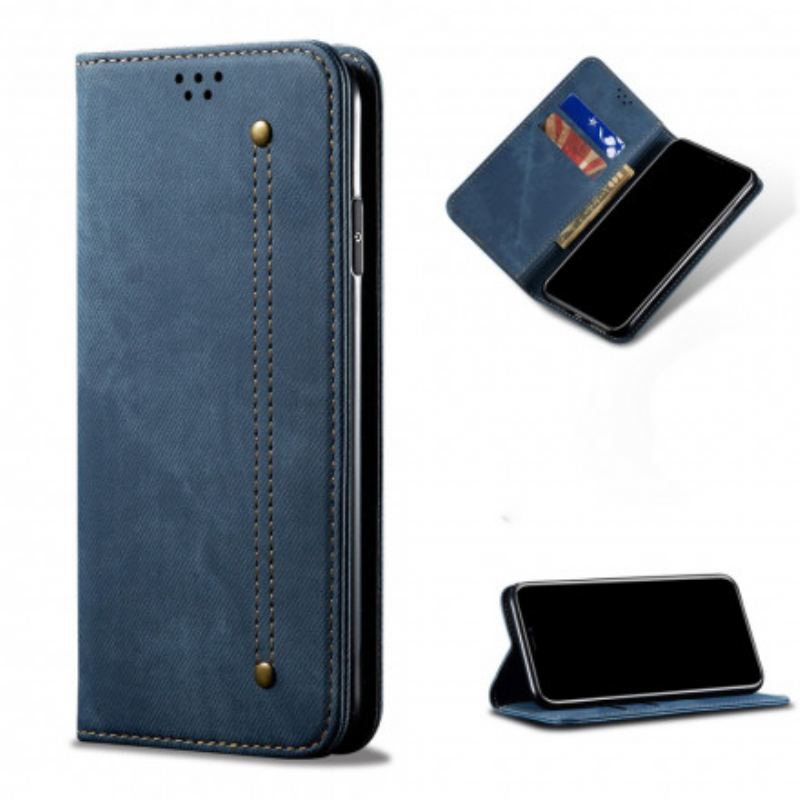 Flip Cover Xiaomi Redmi Note 9 5G  / Redmi Note 9T 5G Tissu Jeans