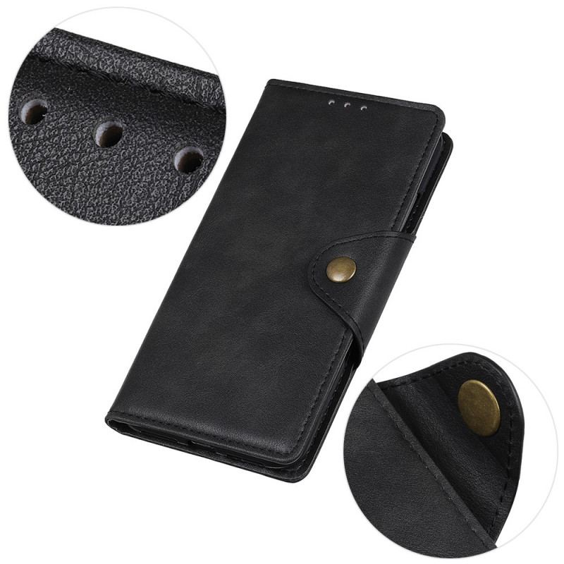 Housse Moto G200 5G Simili Cuir Vintage et Bouton