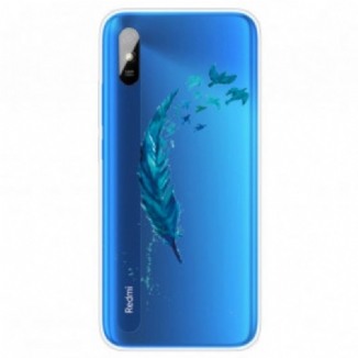 Coque Xiaomi Redmi 9A Belle Plume Bleue