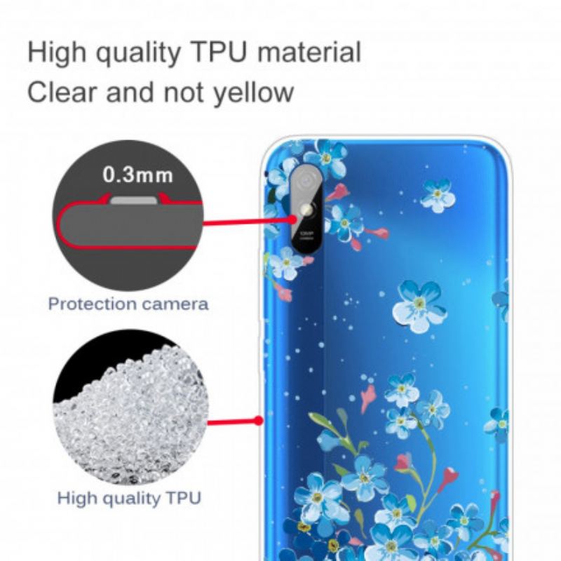 Coque Xiaomi Redmi 9A Bouquet de Fleurs Bleues