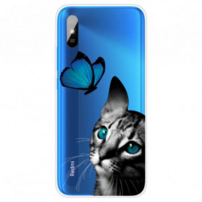 Coque Xiaomi Redmi 9A Chat et Papillon