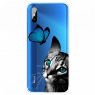 Coque Xiaomi Redmi 9A Chat et Papillon