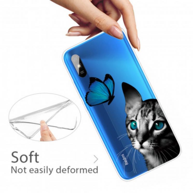 Coque Xiaomi Redmi 9A Chat et Papillon