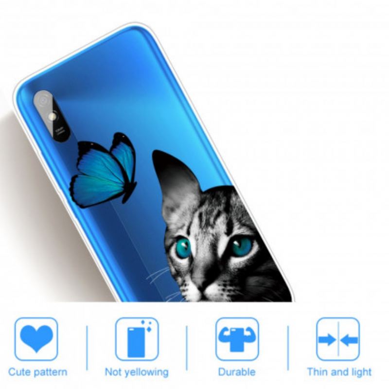 Coque Xiaomi Redmi 9A Chat et Papillon