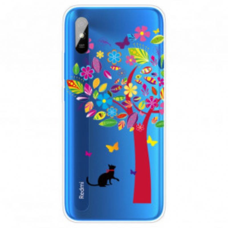 Coque Xiaomi Redmi 9A Chat sous l'Arbre Coloré