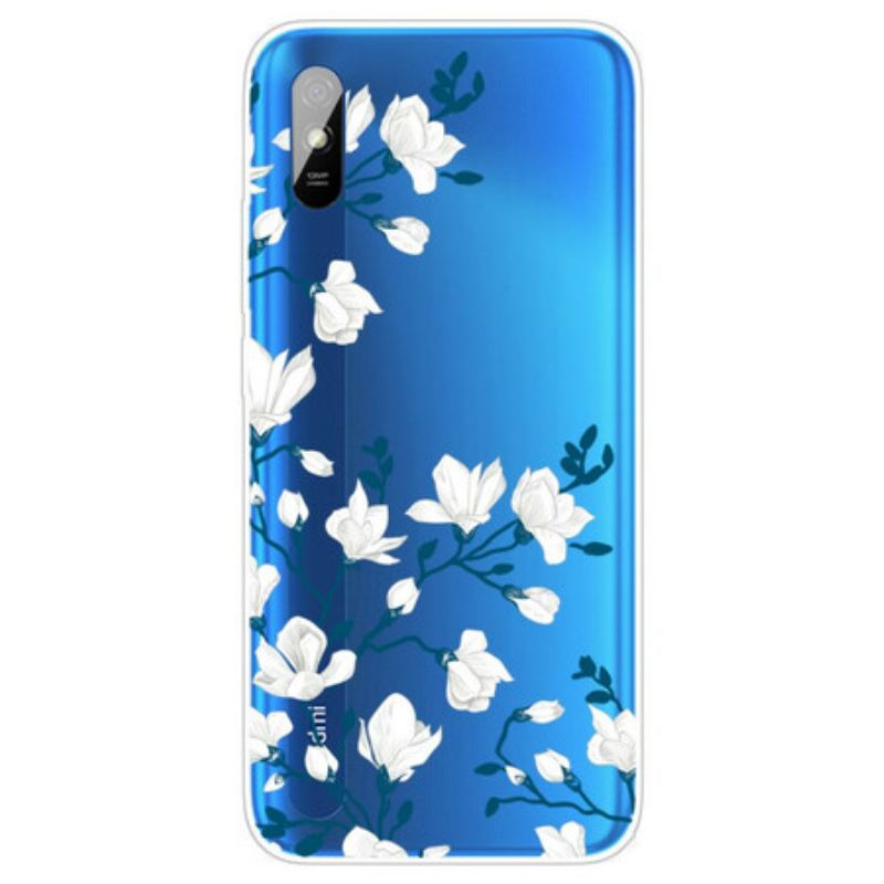 Coque Xiaomi Redmi 9A Fleurs Blanches