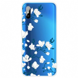 Coque Xiaomi Redmi 9A Fleurs Blanches