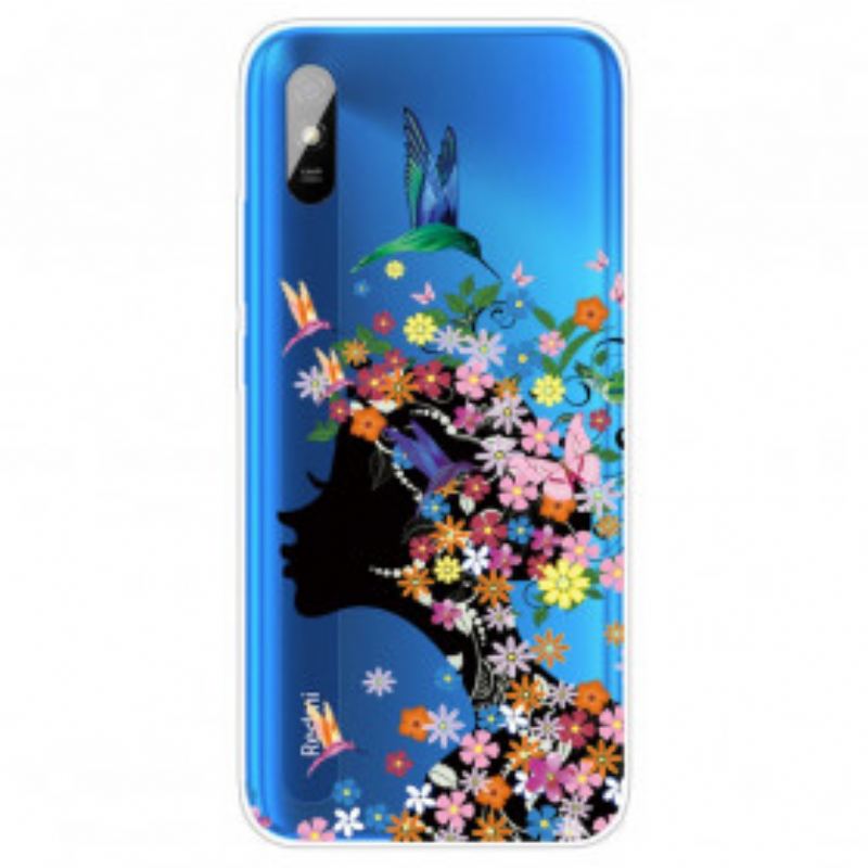 Coque Xiaomi Redmi 9A Jolie Tête Fleurie