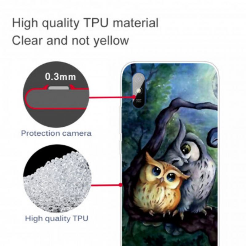 Coque Xiaomi Redmi 9A Peinture Hiboux