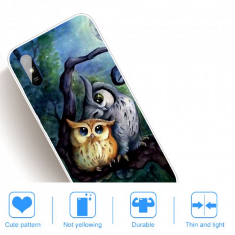 Coque Xiaomi Redmi 9A Peinture Hiboux