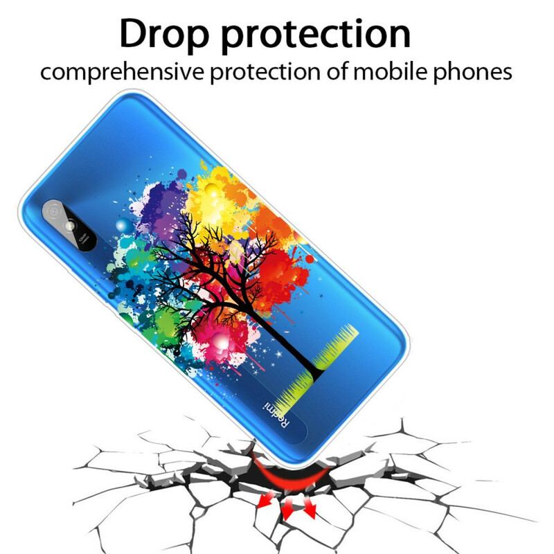 Coque Xiaomi Redmi 9A Transparente Arbre Aquarelle