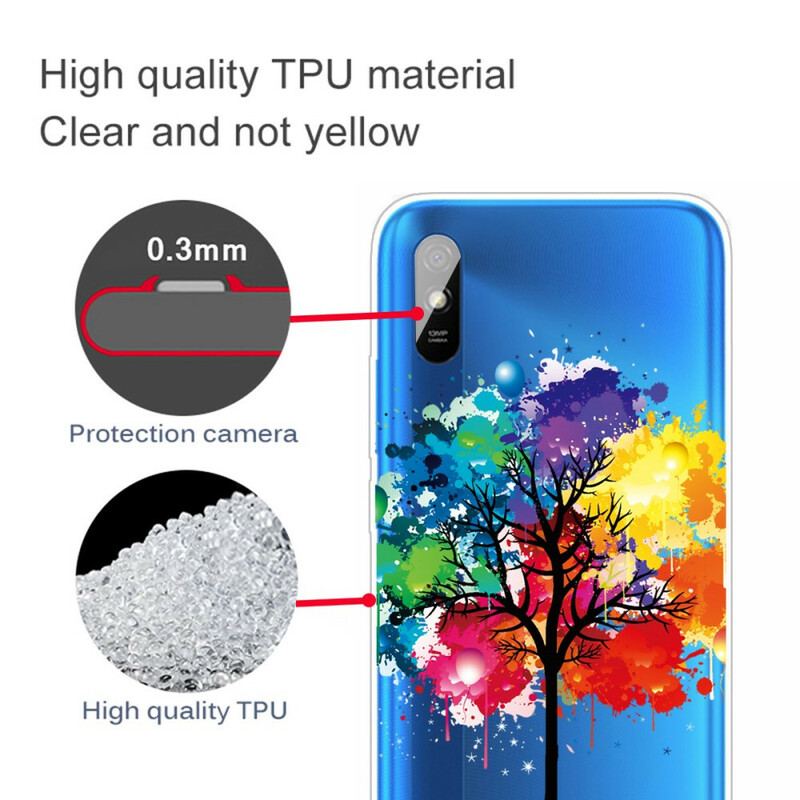 Coque Xiaomi Redmi 9A Transparente Arbre Aquarelle