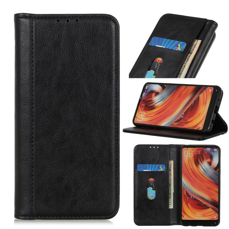 Flip Cover Xiaomi Redmi 9A Version Cuir Litchi Fendu