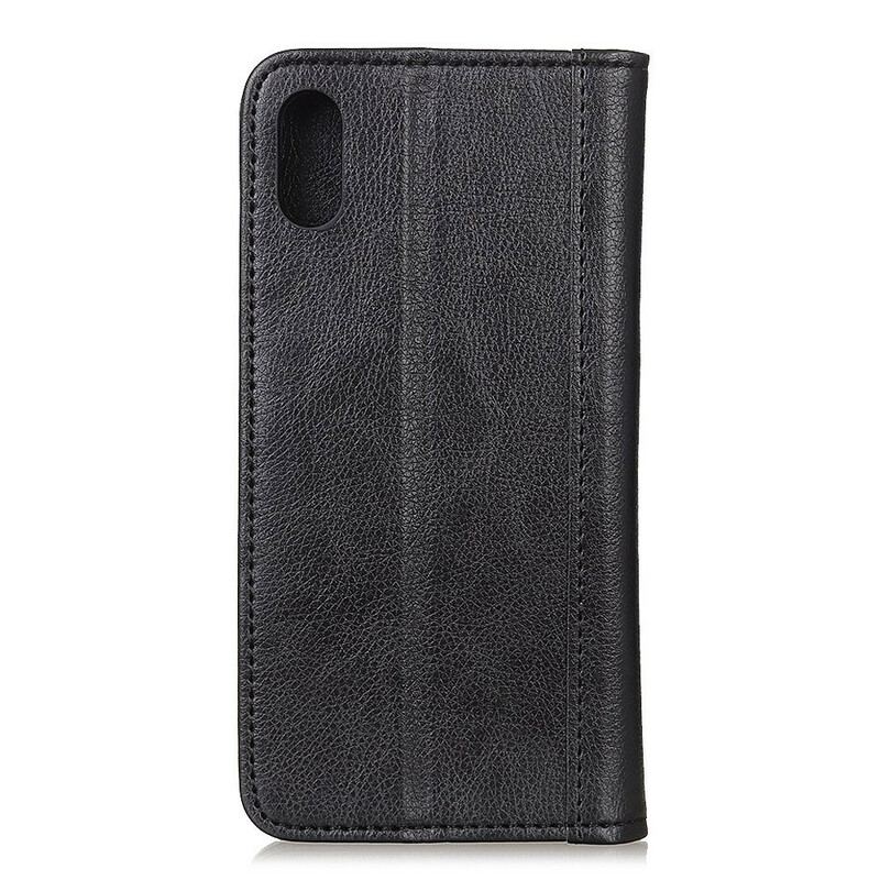 Flip Cover Xiaomi Redmi 9A Version Cuir Litchi Fendu