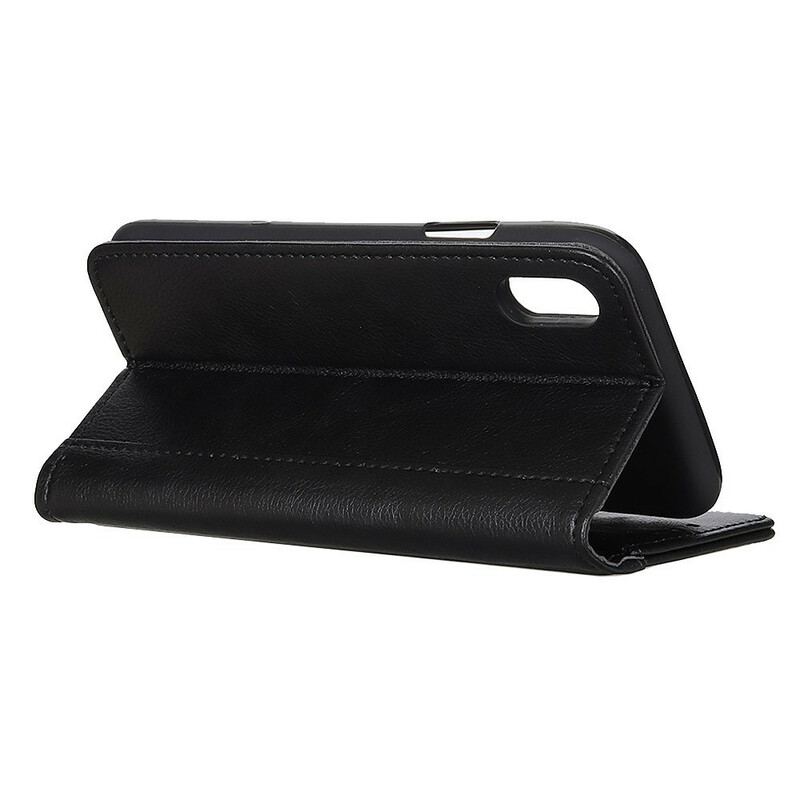 Flip Cover Xiaomi Redmi 9A Version Cuir Litchi Fendu