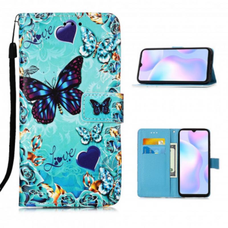 Housse Xiaomi Redmi 9A Love Butterflies à Lanière