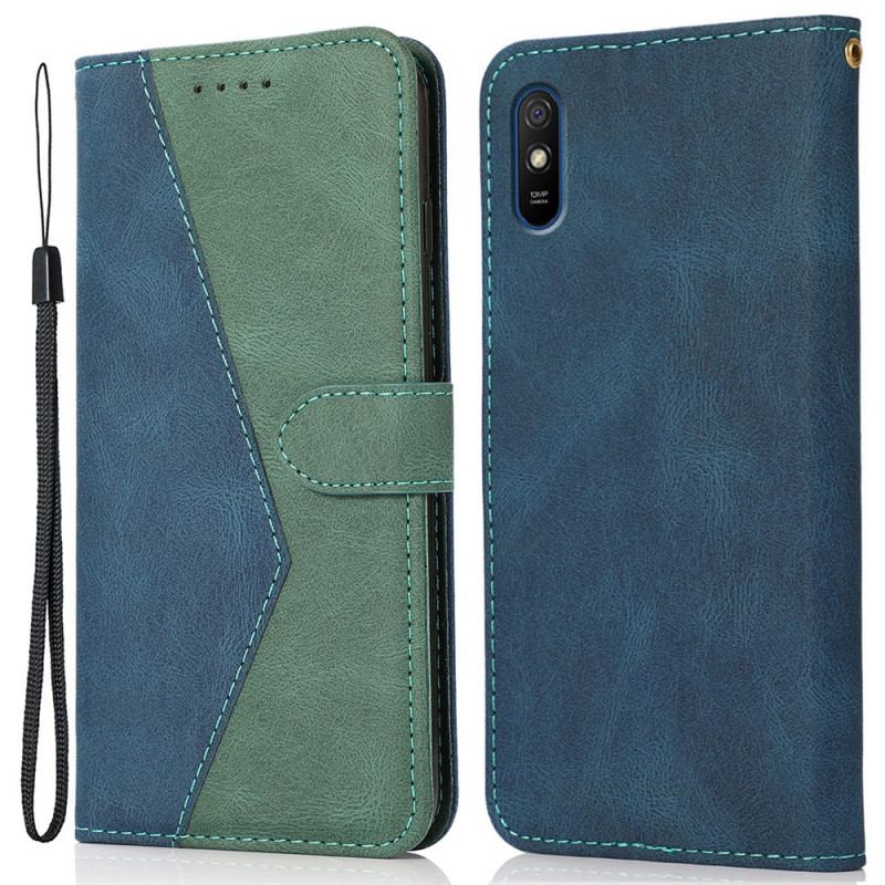 Housse Xiaomi Redmi 9A Simili Cuir Bicolore Triangle