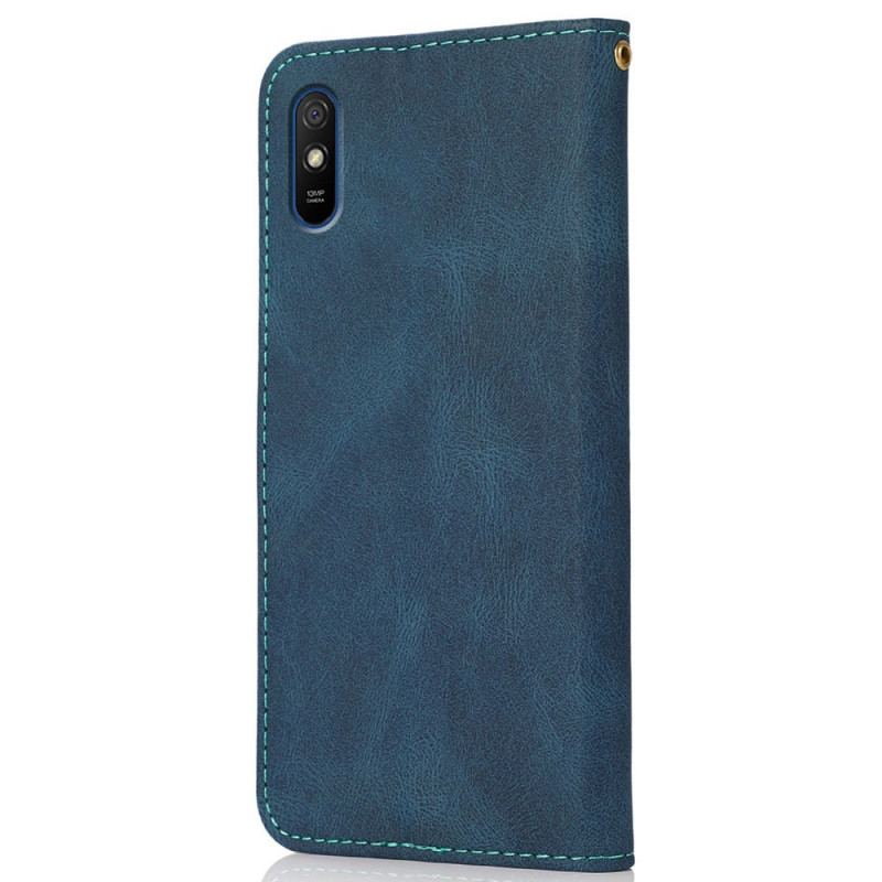 Housse Xiaomi Redmi 9A Simili Cuir Bicolore Triangle