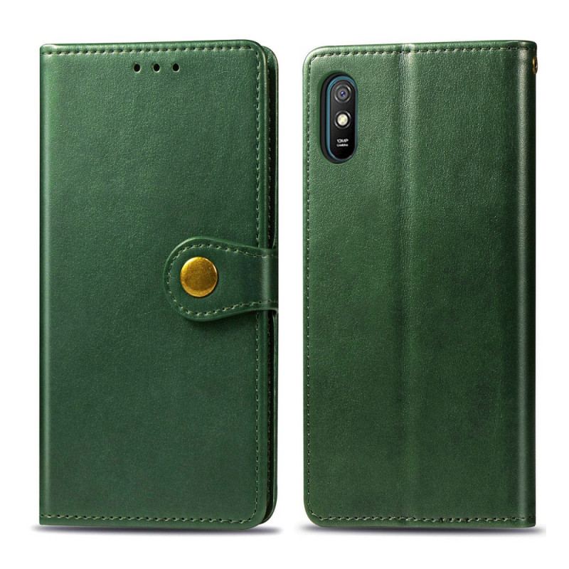 Housse Xiaomi Redmi 9A Simili Cuir et Fermoir Vintage