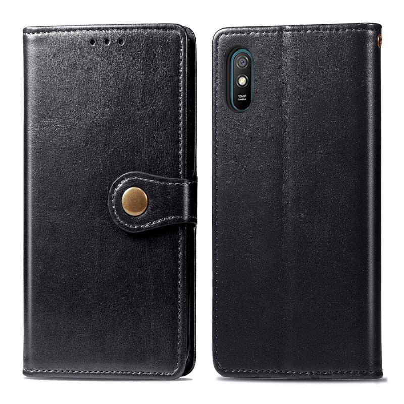 Housse Xiaomi Redmi 9A Simili Cuir et Fermoir Vintage