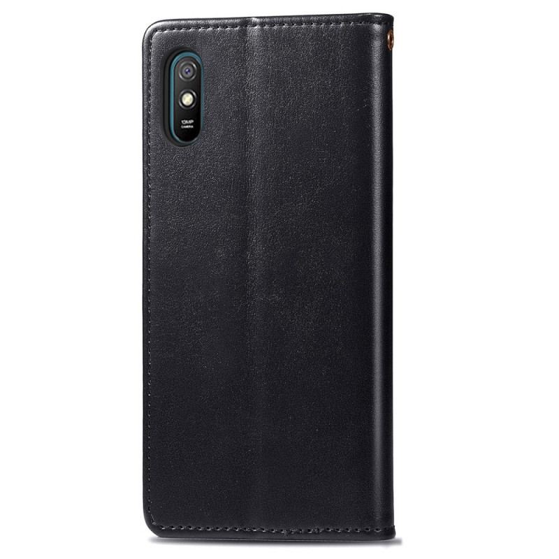 Housse Xiaomi Redmi 9A Simili Cuir et Fermoir Vintage