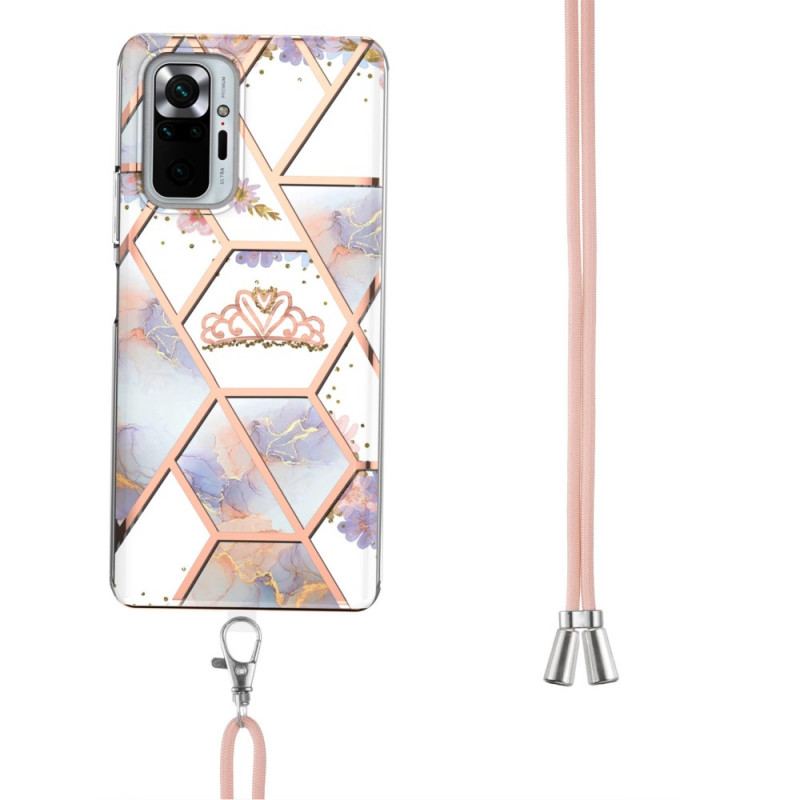 Coque Xiaomi Redmi Note 10 Pro à Cordon Marbre Motif Floral