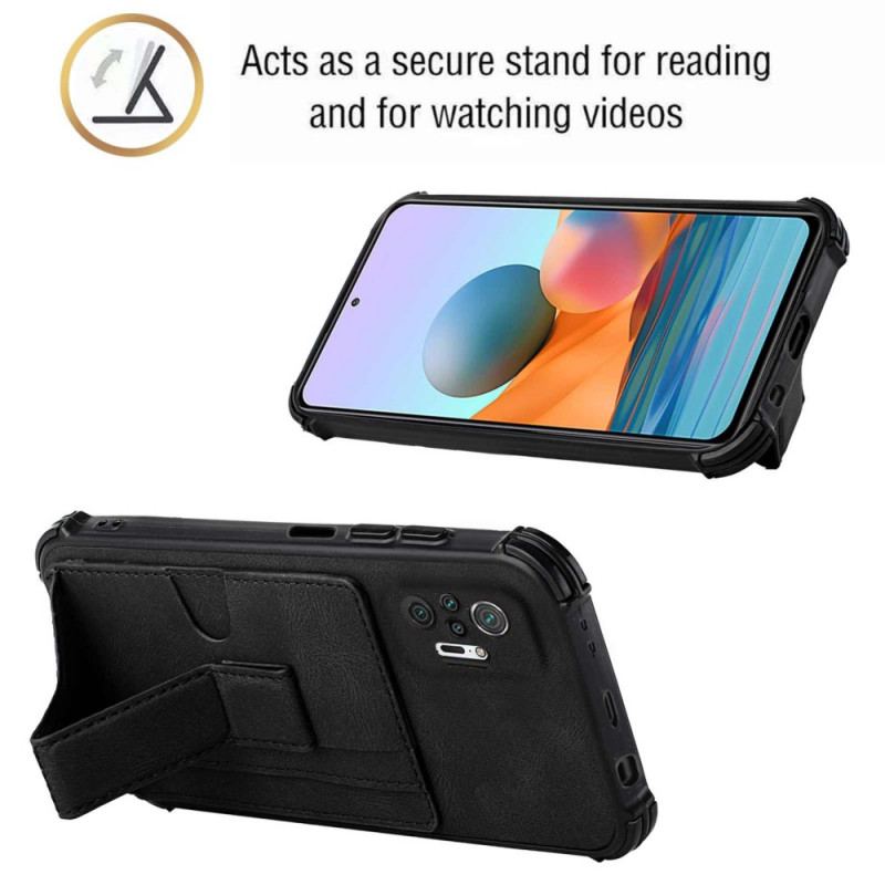 Coque Xiaomi Redmi Note 10 Pro Effet Cuir Avec Porte Cartes et Sangle