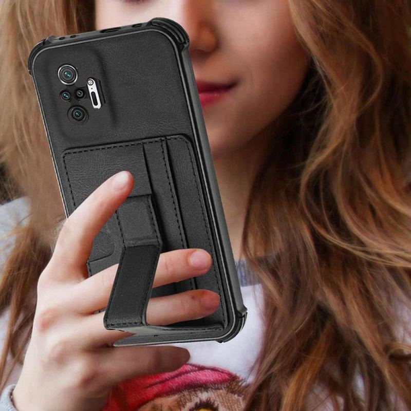 Coque Xiaomi Redmi Note 10 Pro Effet Cuir Avec Porte Cartes et Sangle