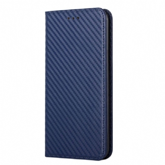 Flip Cover Xiaomi Redmi Note 10 Pro Fibre Carbone à Lanière