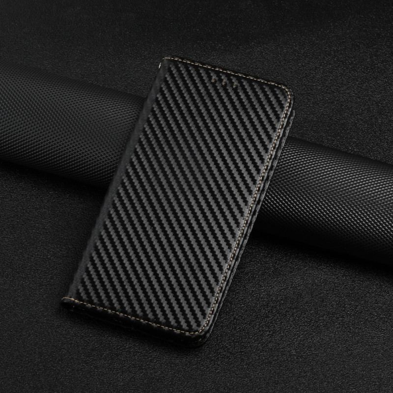 Flip Cover Xiaomi Redmi Note 10 Pro Fibre Carbone à Lanière