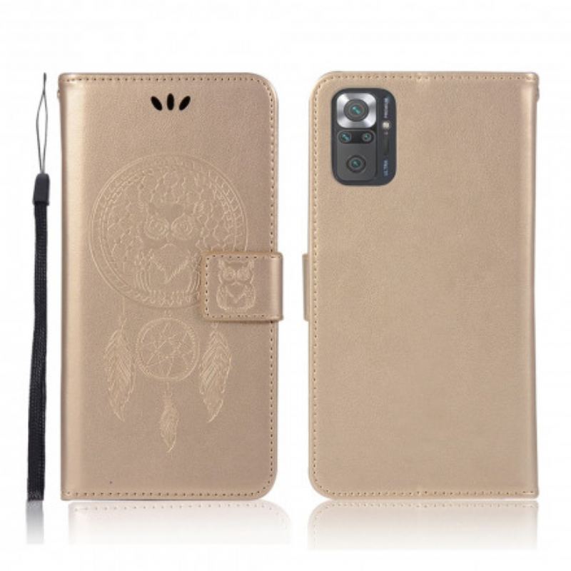 Housse Xiaomi Redmi Note 10 Pro Effet Cuir Attrape Rêves Hibou