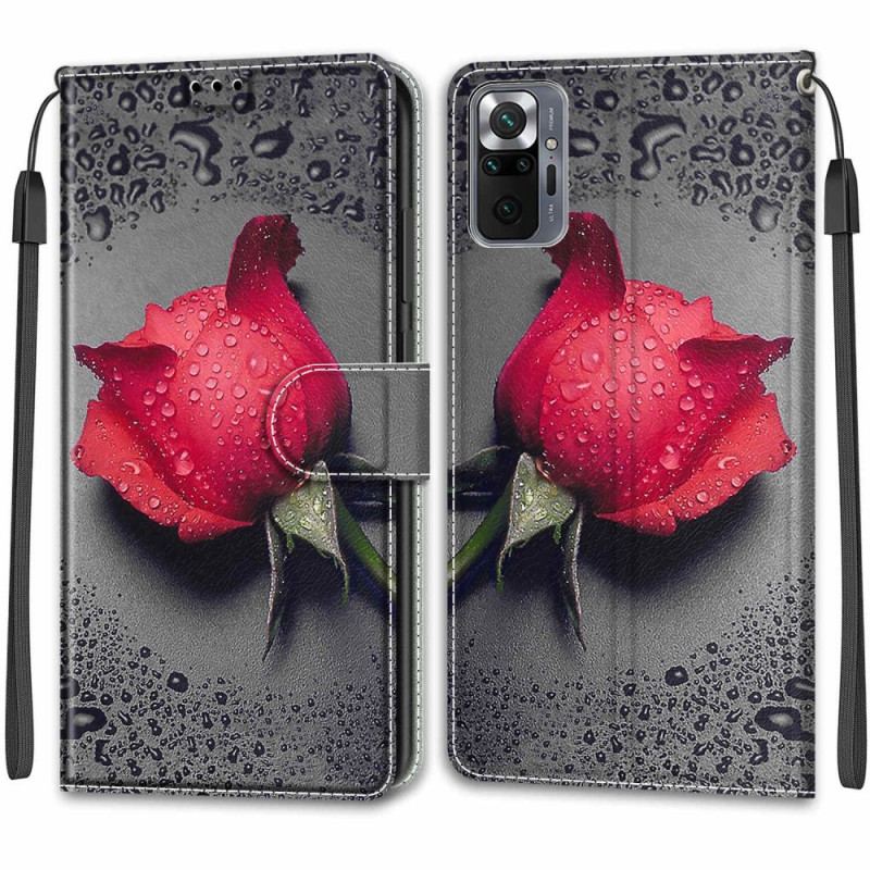 Housse Xiaomi Redmi Note 10 Pro Roses avec Lanière