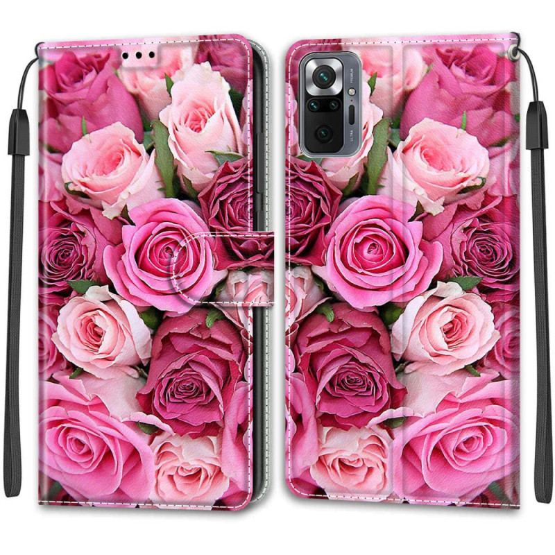 Housse Xiaomi Redmi Note 10 Pro Roses à Lanière