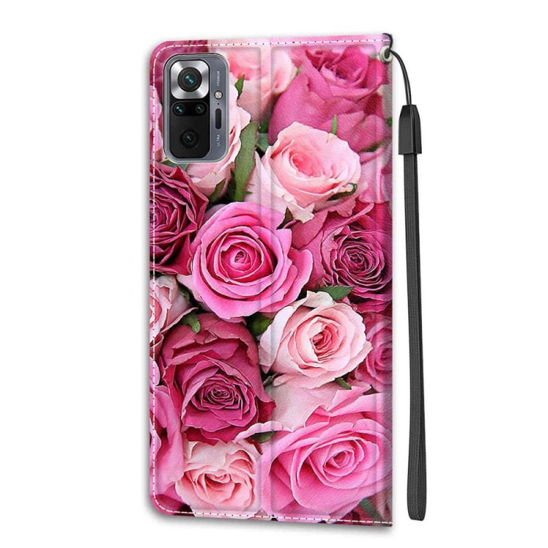 Housse Xiaomi Redmi Note 10 Pro Roses à Lanière