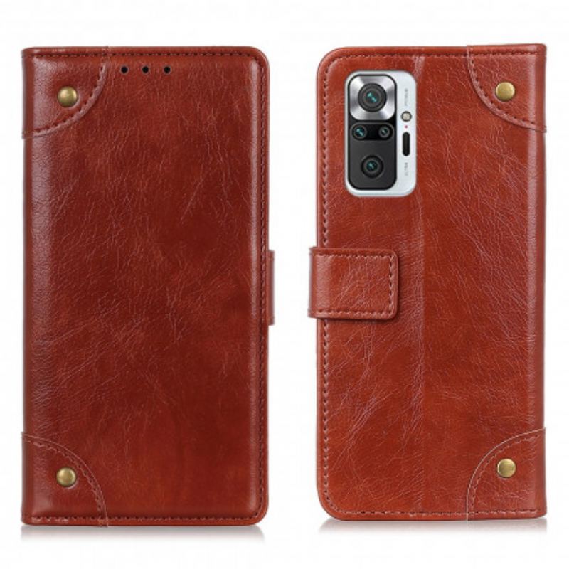 Housse Xiaomi Redmi Note 10 Pro Style Cuir Nappa Rivets Vintage