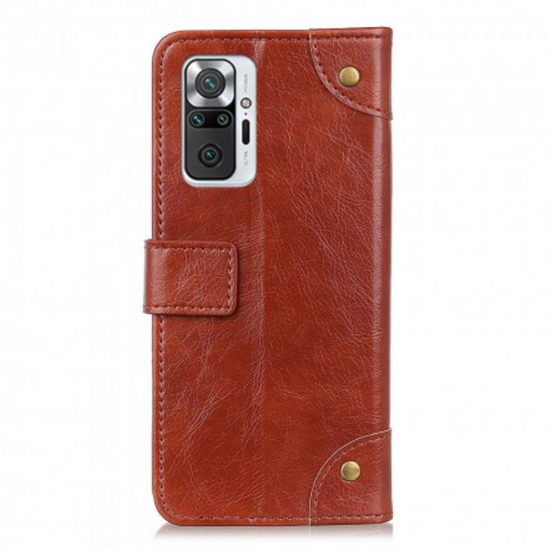 Housse Xiaomi Redmi Note 10 Pro Style Cuir Nappa Rivets Vintage