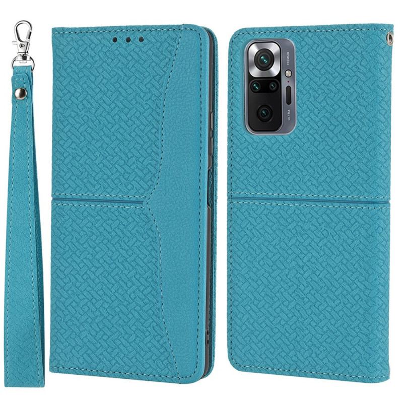 Housse Xiaomi Redmi Note 10 Pro Style Cuir Tissée à Lanière