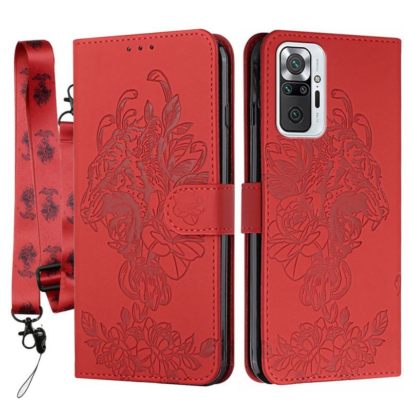 Housse Xiaomi Redmi Note 10 Pro Tigre Baroque à Lanière