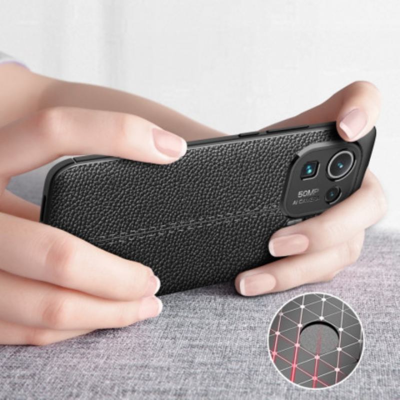 Coque Xiaomi Mi 11 Pro Effet Cuir Litchi Double Line