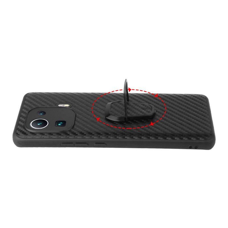 Coque Xiaomi Mi 11 Pro Fibre Carbone Anneau-Support