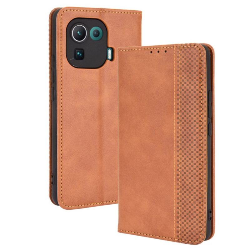 Flip Cover Xiaomi Mi 11 Pro Effet Cuir Vintage Stylisé