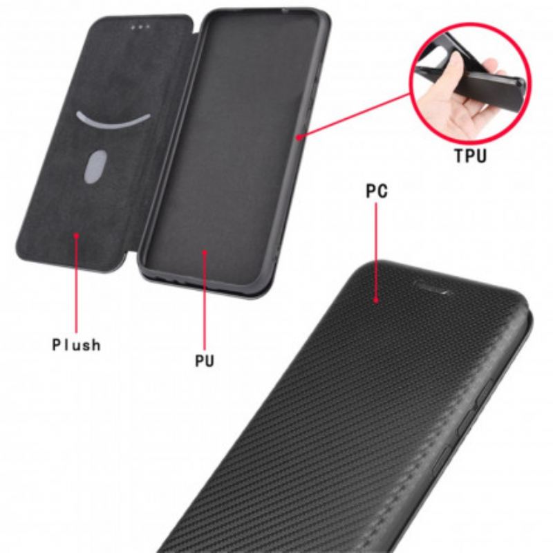 Flip Cover Xiaomi Mi 11 Pro Fibre Carbone avec Anneau Support